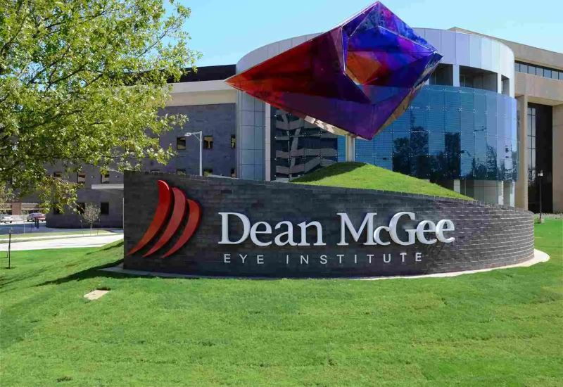 Front view of the Dean McGee Eye Institute in Oklahoma City